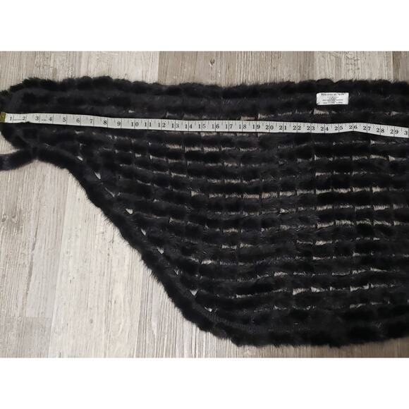 Preston & York Black Premiere Fur Minx Dress Overthrow Cape Wrap Fox Tail Edging - Picture 9 of 13